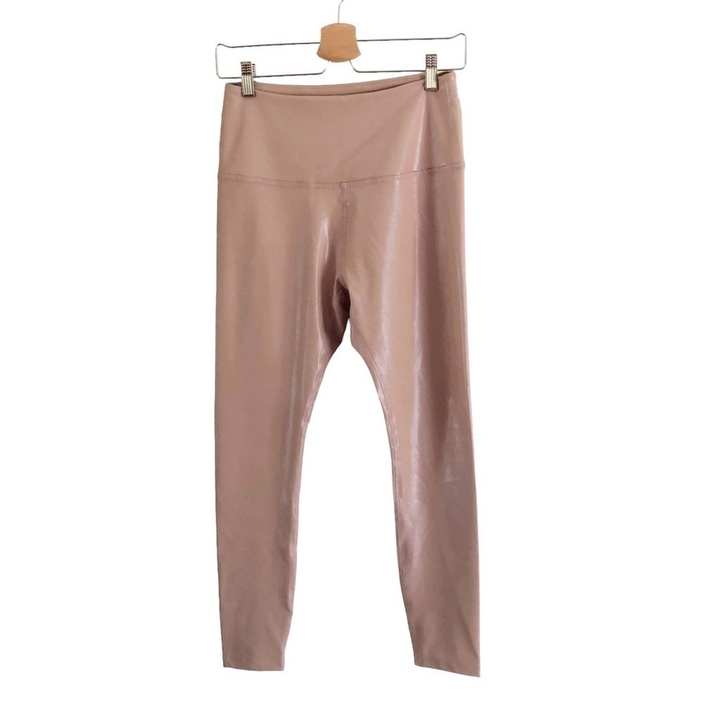 Beyond Yoga Pearlized High Waisted Shine Leggings Pink Large Made USA - Picture 2 of 12